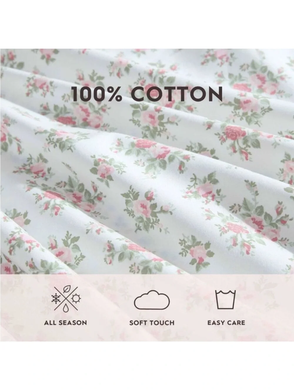 Laura Ashley Leanna Rose Floral Cotton Percale Sheet Set in Pink and White 🌹🌸